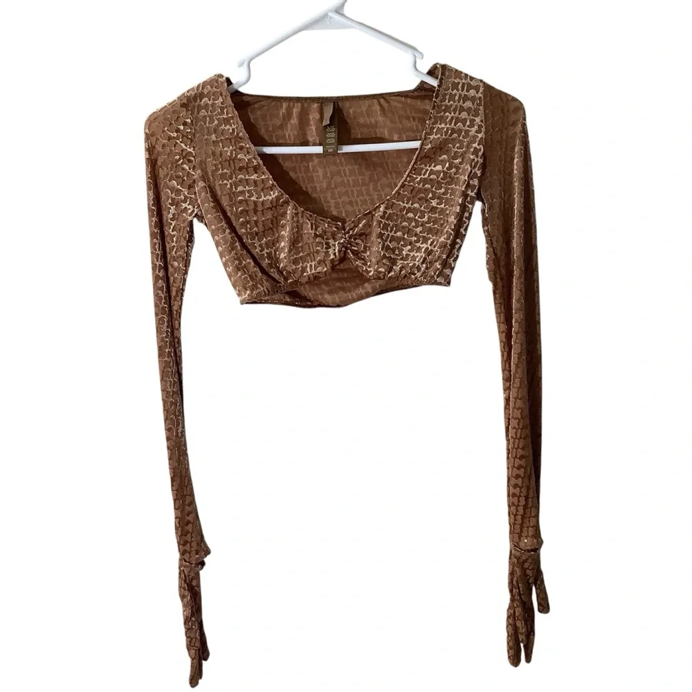 Skims Velvet Glove Brown Crop Top